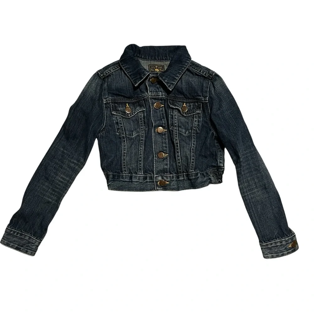 Polo Ralph Lauren Denim Jacket Girls 8 Blue Trucker Youth Cropped Pockets Kids